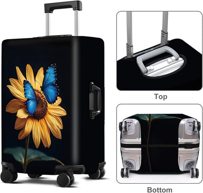 Luggage Cover Washable Suitcase Protector Anti-scratch Suitcase cover Fits 20-34 Inch Luggage (Sunflower, XL(32-34inch suitcase))