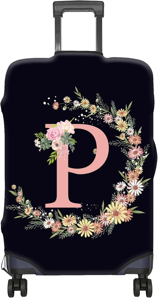 Luggage Suitcase Cover Protector Luggage Elastic Washable Baggage Covers Initial Cute Aesthetic for Unisex Women Girls Travel Trip L(26-29 inch)-Letter P