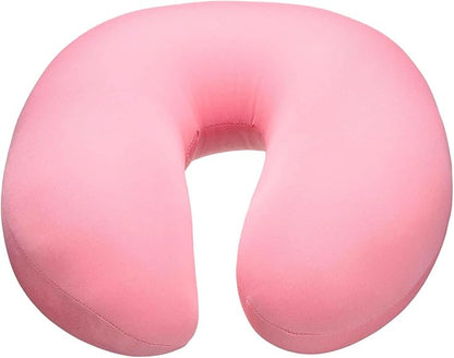 HARFINGTON Travel Pillow Airplane Neck Pillow U-Shaped Filled with Foam Beads Stuffable Classic for Sleeping Neck Chin Lumbar Support, Pink