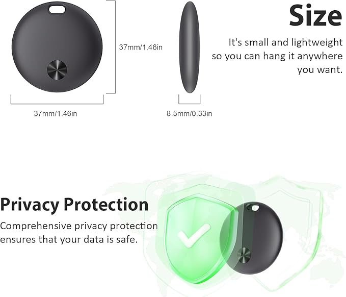 Air Tracker Tags- 4 Pack, New Bluetooth Tracker Works with Apple Find My APP (iOS Only), 92 dB Sound, Replaceable Battery, Smart Tag Keys Finder and Item Locator for Keys, Bags, Luggage, Wallet, etc