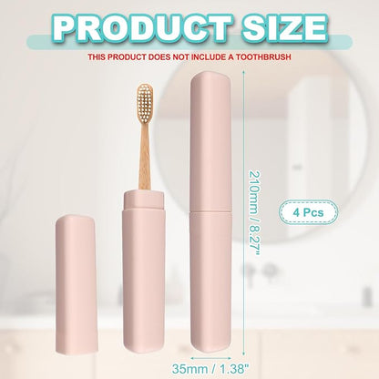 uxcell 4Pcs Travel Toothbrush Case, 8.27 x 1.38 Portable Travel Toothbrush Holder, Plastic Toothpaste Container for Bathroom, Gym, Business Trip, Camping, Pink