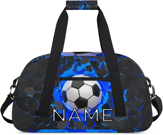 Personalized Kids Duffel Bag for Girls Boys Traveling Soccer Wall Theme Small Sport Gym Bag Custom Overnight Weekender Tote Bag Carry on Teen Dance Bag for Gymnastic Ballet