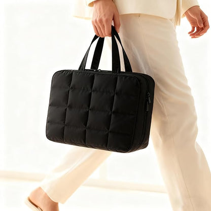 Travel Toiletry Bag for Women,Portable Hanging Travel Bag Cosmetic Jewelry Organizer,Makeup Bag for Toiletries,Full Sized Shampoo,Conditioner,Black