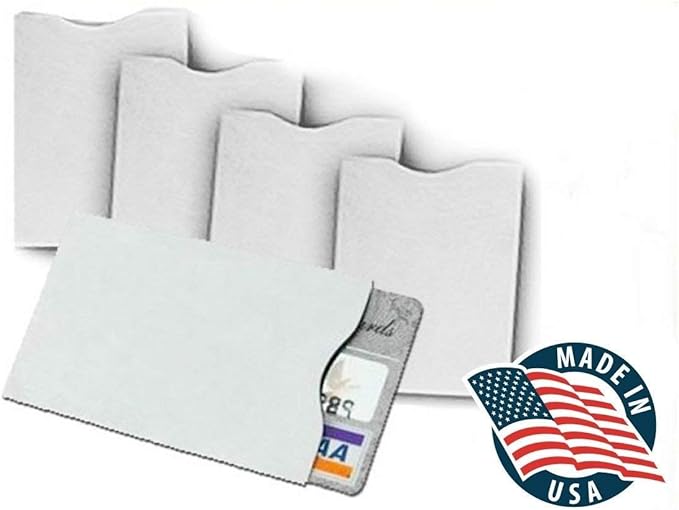 Semper Paratus Gear TYVEK Credit Card Sleeves Protectors 100% MADE IN USA - For Travel wallet, back pocket, backpack or purse. RFID Blocking 13.56 mHz (20, White)