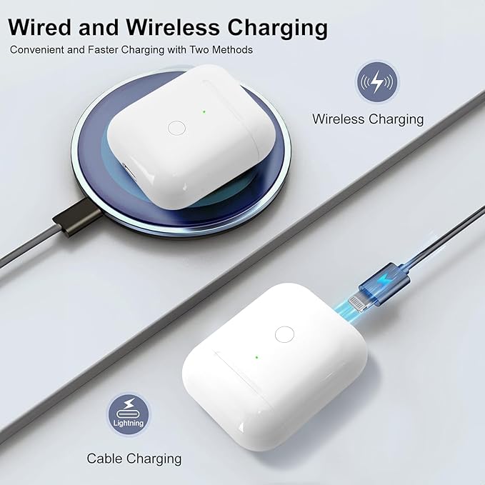 Wireless Charging Case Compatible with AirPod 2 1, Air Pod Charger Case Replacement with Bluetooth Pairing Sync Button, No Earbuds,White