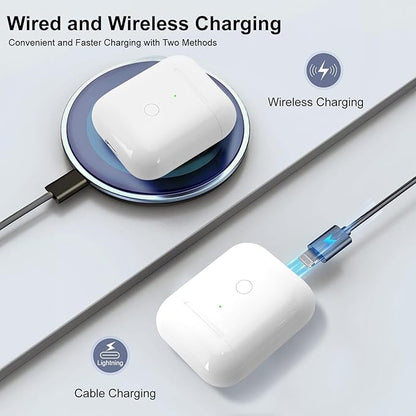 Wireless Charging Case Compatible with AirPod 2 1, Air Pod Charger Case Replacement with Bluetooth Pairing Sync Button, No Earbuds,White