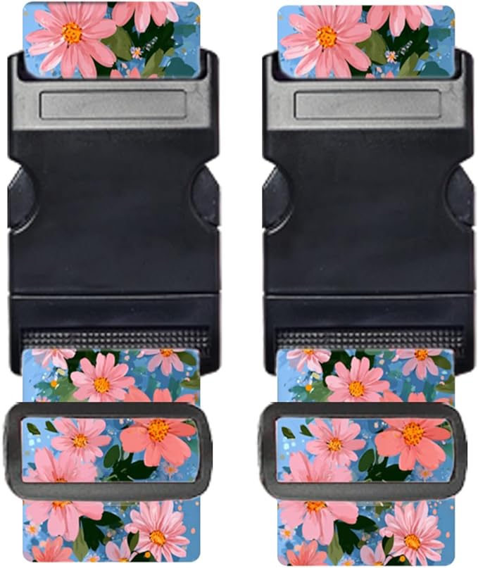 Nuxovilar Luggage Straps of 2 Set Pink Flowers Pattern, 1.96x90.5 inches - Luggage Straps for Suitcases, Fit for Summer Travel, Beach Trips, Daily Use