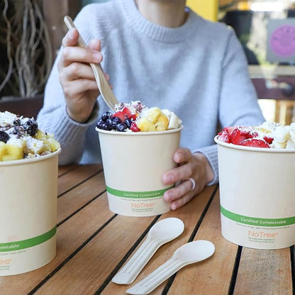 World Centric Compostable NoTree 6" Assorted Paper Cutlery with Napkin - FSC Certified with a Heat-Tolerant Coating - 250 Pack