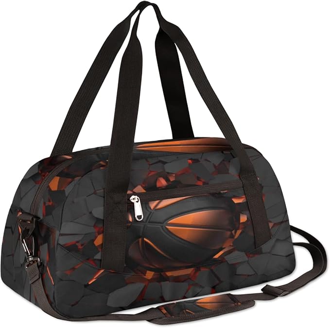 Sports Ball Basketball Crash Gym Duffle Bag for Kids,Sports Bag for Teens Boys & Girls Small Waterproof Overnight Weekender Carry School Practice Travel Bag