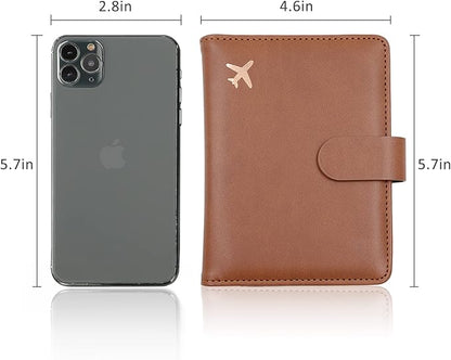 Melsbrinna Rfid Passport Holder for Travel women/Men, Cute Passport Wallet Rfid Blocking Card Slots, Rfid Passport Cover/CaseTravel Wallet, Passport Book Holder (1, Brown)
