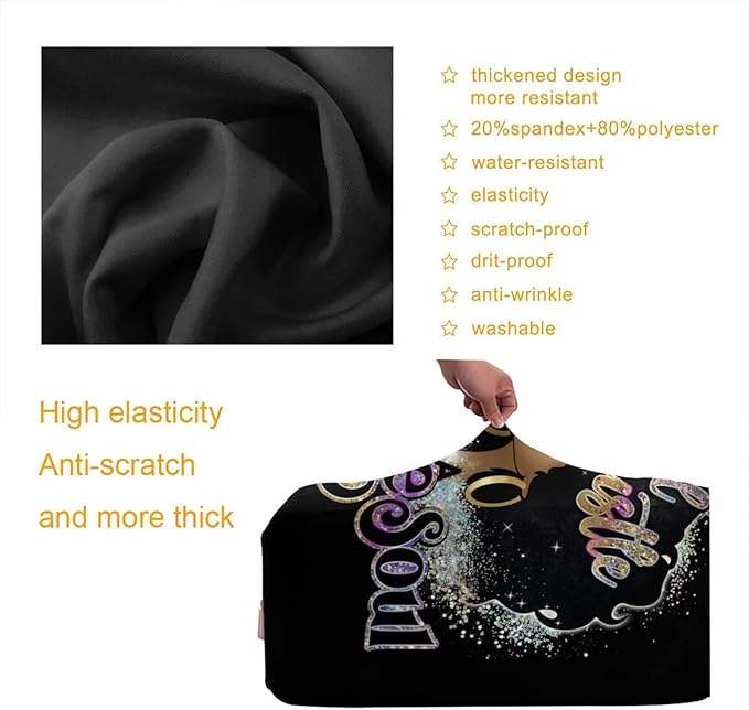 Travel Suitcase Protector Black Girl Elastic Protective Washable Luggage Cover With Concealed Zipper Suitable For 18-32 Inch (L (for 25--28 inch luggage))