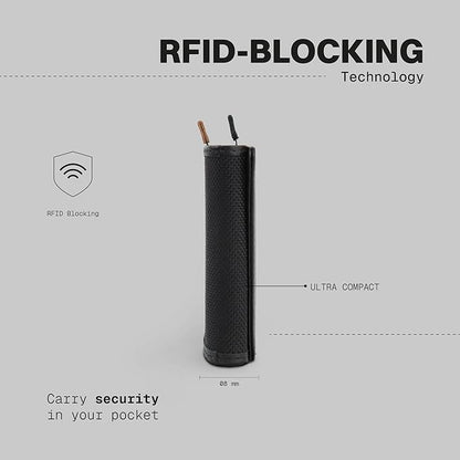 The Frenchie Co. - Speed Wallet - Mini - Ultra-slim RFID-blocking card holder with quick-access pull tab - Minimalist front-pocket wallet in ballistic nylon and full-grain Italian leather