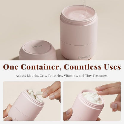 New Travel Toiletry Containers [Ultra Leakproof] TSA-Approved, PLA Hard Shell Jars with 5 Magnetic Labels, Wide Mouth Bottles for Lotion, Cleanser, Shampoo, Conditioner, Pink, 3 Pack, 2OZ