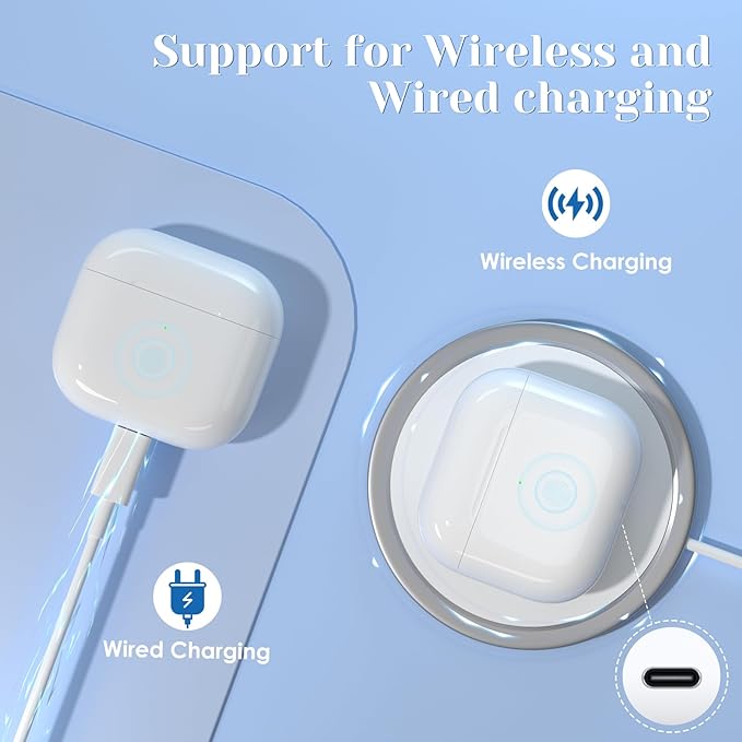JKV Wireless Charging Case Compatible with AirPods 4 USB C Port, Air Pods 4th Gen Charging Case Replacement with Touch Sensing, Built-in 660 mAh Battery, No Earbuds (Touch Version)