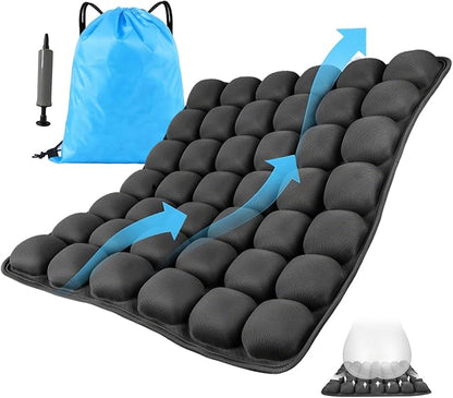 Travel Cushion, Comfortable 3D Air Cell Seat Cushion, Portable and Adjustable Air Inflatable Pressure Relief Seat Cushion for Car,Office Chair,Wheelchair and Tailbone Pain Relief