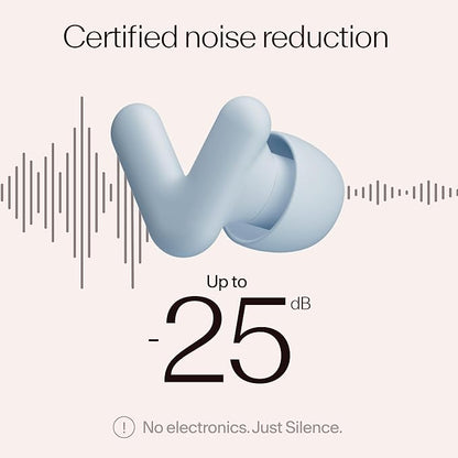 Alpine Silence Earplugs for Sleep, Focus & Travel - V-Shape Snug Fit & Soft Oval Tips – 4 Sizes XS/S/M/L - Comfortable, Reusable Hearing Protection - up to 25dB – Blue