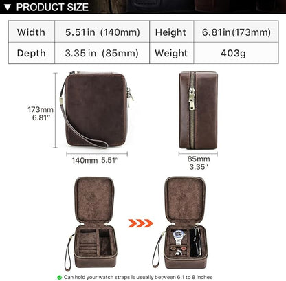 CONTACTS Cufflinks Box Leather Watch Case Glasses Holder for Men Travel Jewelry Storage Organizer Small Padded Tray for Cufflinks Watch Band Sunglasses Rings Studs