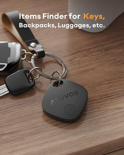 ATUVOS Air Tracker Tags-2 Pack, Bluetooth Luggage Tracker Works with Apple Find My APP (iOS Only, Not for Android), Keys Finder and Item Locator for Luggage, Backpack, Suitcases, Replaceable Battery