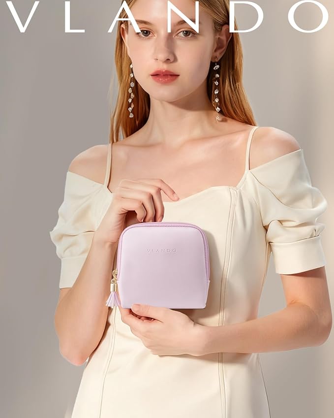 Vlando Mini Jewelry Travel Case,Jewelry Pouch Bags with Zipper, Velvet Jewelry Organizer Storage Bag for Bracelet Rings Earring Travel Essentials Gifts for Women Girl - Pinkish Purple