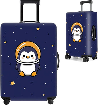 Space Penguin Luggage Cover, Washable Cute Astronaut Penguin Suitcase Cover, Travel Suitcase Protector Anti-scratch Bag Cover,L