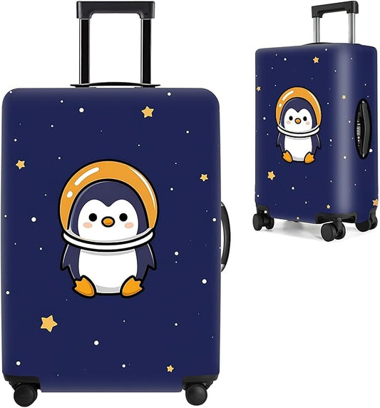 Space Penguin Luggage Cover, Washable Cute Astronaut Penguin Suitcase Cover, Travel Suitcase Protector Anti-scratch Bag Cover,S