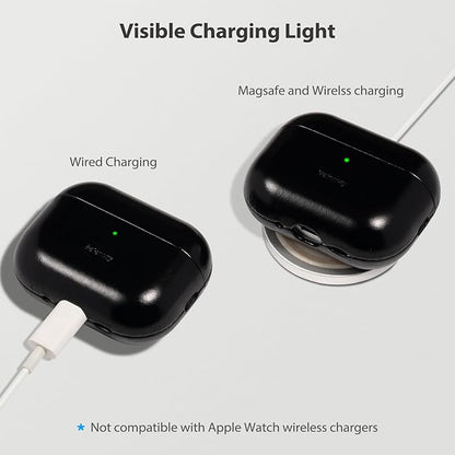 Belemay Handcrafted Oil-Waxed Leather Case for AirPods Pro 3rd Gen (2025), Genuine Cowhide, Smooth Glossy Lively Two-Tone Patina, Compatible with MagSafe, Compatible with Airpods Pro 3, Obsidian Black