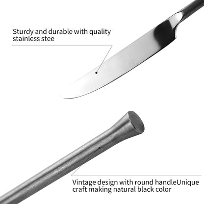 Silverware Set Flatware Set Stainless Steel Cutlery Set Vintage Black Handle Mirror Finished Heavy Duty 20 Pieces Service for 4