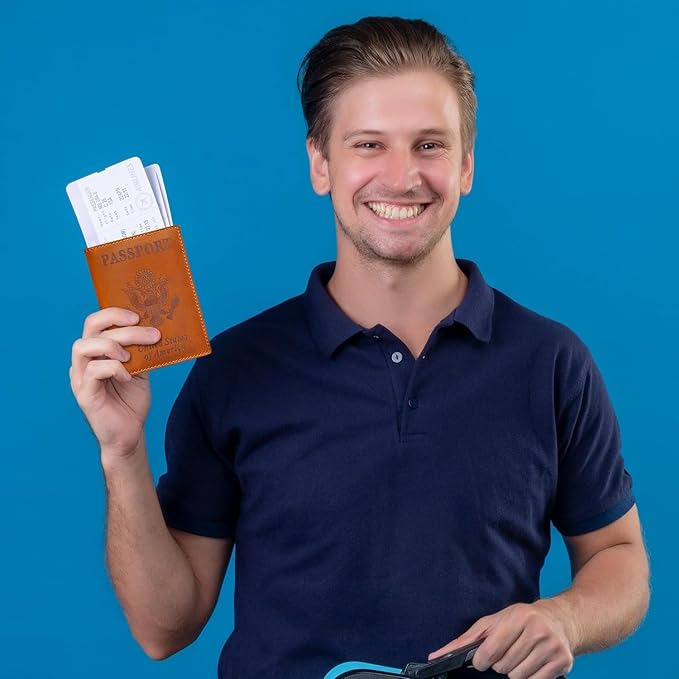 HIFA Personalized Leather Passport Holder, Custom Passport Holder, Handmade Passport Cover with Card and Ticket Slot - Genuine Leather, Elegant Design, Easy Access - Passport Case, Passport Wallet