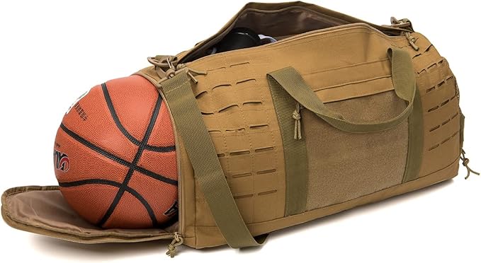 QT&QY 40L Military Tactical Duffle Bag For Men Sport Gym Bag Fitness Tote Travel Duffle Bag Training Workout Bag With Shoe Compartment Basketball Football Weekender Bag