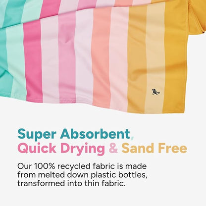 Dock & Bay Kid's Towel - for Beach Use - Quick Dry, Sand Free - Compact, Lightweight - 100% Recycled - Includes Bag - Coastal Candy, Large (160x90cm, 63x35)