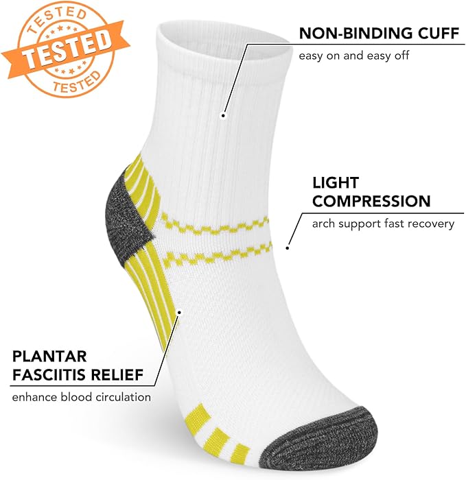 5 Pairs Copper Compression Socks for Women & Men - Ankle Plantar Fasciitis Arch Support Running Socks for Athletic