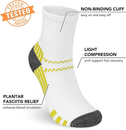 5 Pairs Copper Compression Socks for Women & Men - Ankle Plantar Fasciitis Arch Support Running Socks for Athletic