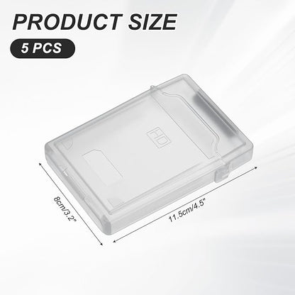 PATIKIL 4.5" x 3.2" Hard Drive Disk Case, 5Pcs Plastic Hard Disk Storage Box Portable Anti-Static Case for 2.5" External SSD HDD, Grey
