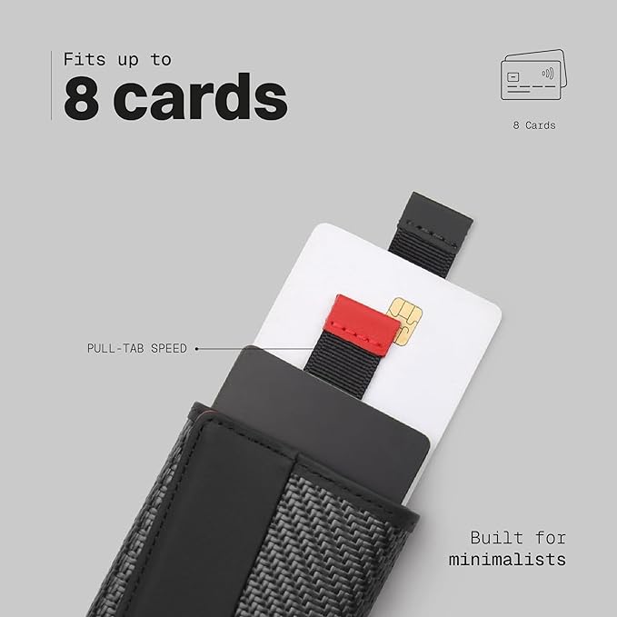 The Frenchie Co. - Speed Wallet Mini - Ultra-Slim RFID Card Holder - Quick-Access Pull Tab - Holds 4 Cards & Cash - Full-Grain Italian Leather with Carbon Fiber
