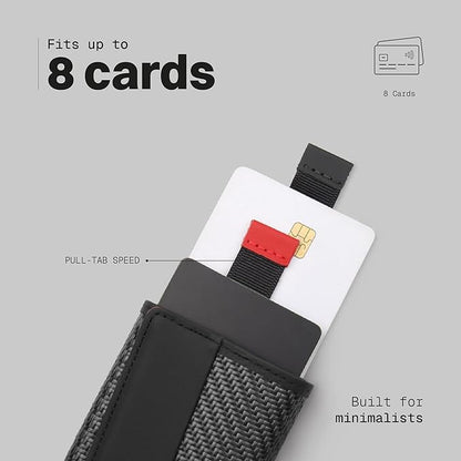 The Frenchie Co. - Speed Wallet Mini - Ultra-Slim RFID Card Holder - Quick-Access Pull Tab - Holds 4 Cards & Cash - Full-Grain Italian Leather with Carbon Fiber