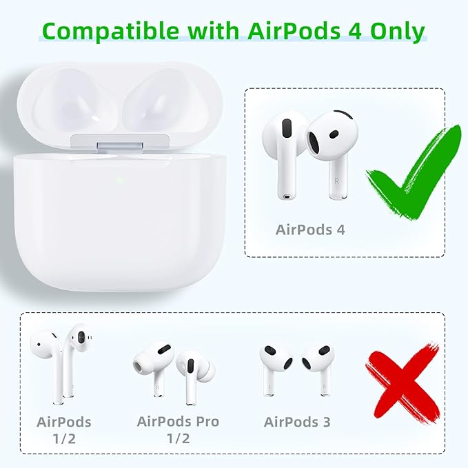Wireless Charging Case Compatible with AirPods 4th Generation, USB-C Port Charger Case Replacement with Sync Button, No Earbuds