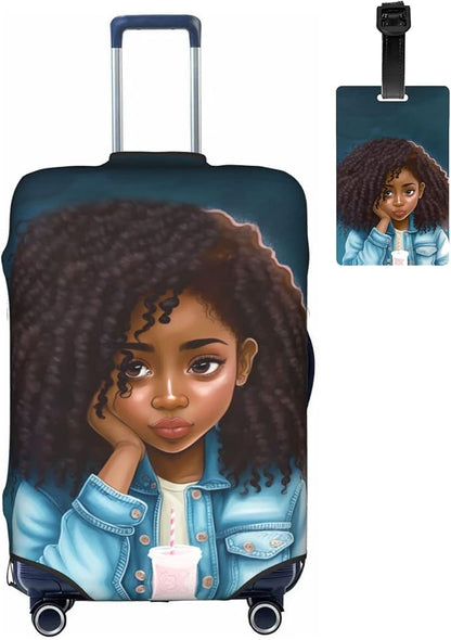 Luggage covers for suitcase cover Washable Protector Anti-scratch Large African American Black Girl style76