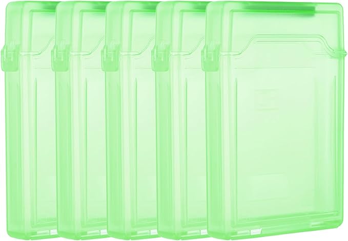 PATIKIL 4.5" x 3.2" Hard Drive Disk Case, 5Pcs Plastic Hard Disk Storage Box Portable Anti-Static Case for 2.5" External SSD HDD, Green