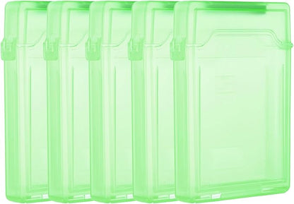 PATIKIL 4.5" x 3.2" Hard Drive Disk Case, 5Pcs Plastic Hard Disk Storage Box Portable Anti-Static Case for 2.5" External SSD HDD, Green
