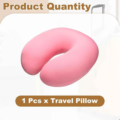HARFINGTON Travel Pillow Airplane Neck Pillow U-Shaped Filled with Foam Beads Stuffable Classic for Sleeping Neck Chin Lumbar Support, Pink
