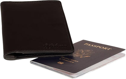 Passport Cover – Handmade Vintage Leather Travel Wallet Fits Standard Passports & 3.5" x 5.5" Pocket Notebooks – Slim Passport Holder with 2 Card Slots & Interior Pocket (Black)