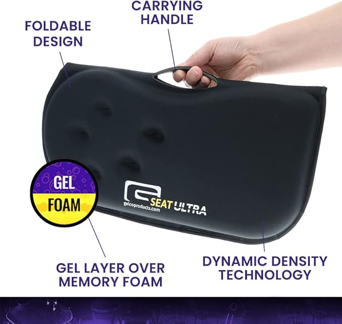 GSeat Ultra Orthopedic Gel and Foam Seat Cushion - for Coccyx, Back, Tailbone, Prostate, Postnatal, and Sciatica Pain/Discomfort - Office, Car, Chair, Travel (Royal Blue)