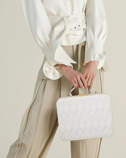 White Jewelry Box - Large Travel Jewelry Case Organizer, 2 Layer Holder, Women's Watch Case