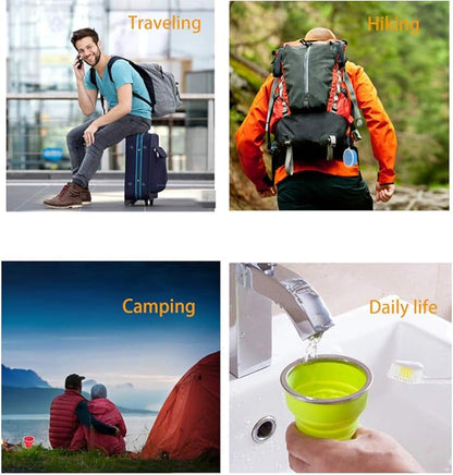 5 Pack Silicone Collapsible Cups for Traveling Foldable Camping Cups Collapsible Water Cup Portable Drinking Cups with Lids Collapsible Mug for Outdoor Hiking