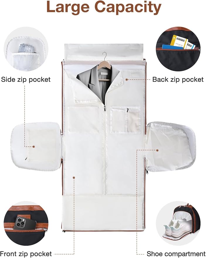 Noozion Convertible Garment Duffel Bag for Travel - Carry On Garment Bags With Toiletry Bag Large Weekender Bag for Men Women 2 in 1 Hanging Suitcase Suit Travel Duffel Overnight Bags