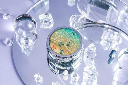 Pill Box,Cute Turtle Round Pill Box 3 Compartment Decorative Pocket Purse Portable Mini Travel Medicine Tablet Vitamin Holder Organizer Pill Case