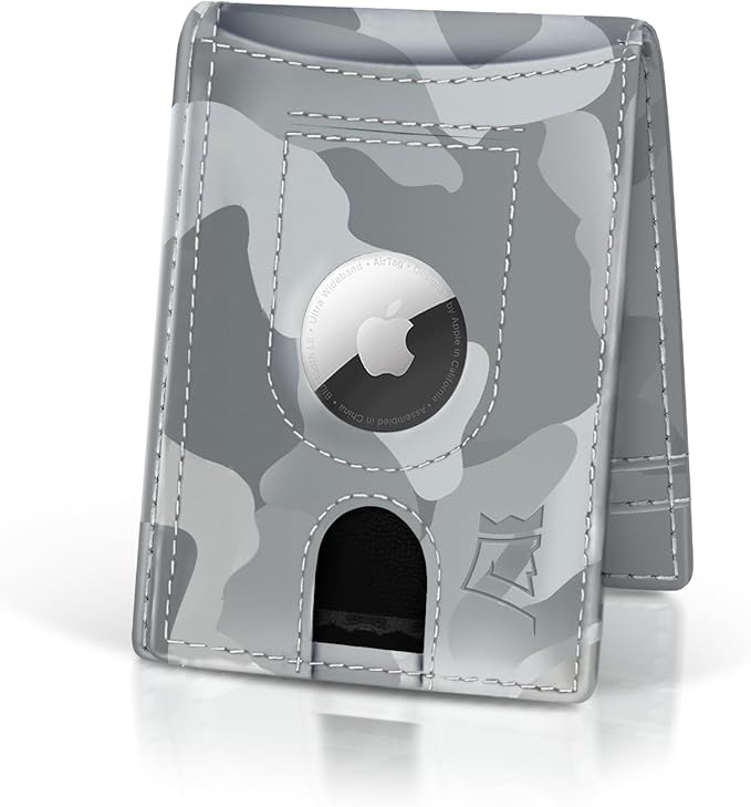 Kings Loot Trackable Airtag Wallet for Men | RFID Blocking Leather Design with Airtag Holder, Money Clip & Pull Tab | Minimalist Air Tag Wallets