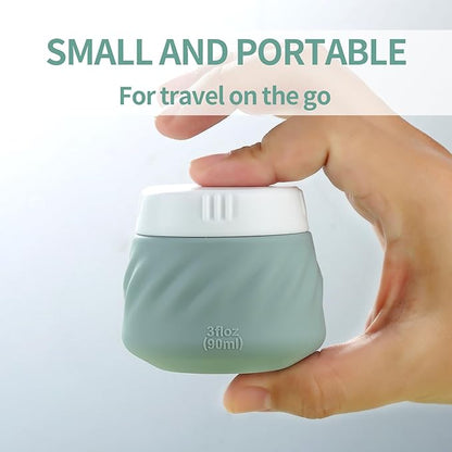 Gemice Silicone Cream Jars TSA Approved Travel Size Containers with Toiletry Bag, Wide Mouth Leak-proof Travel Accessories with Lid for Cosmetic Cream (4 Pack)