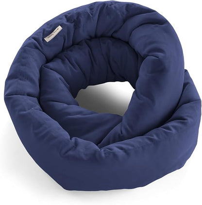 Huzi Infinity Pillow Mini - Kids Travel Neck Pillow - Machine Washable - Home Travel Flight Road Car Train Trips (Navy)