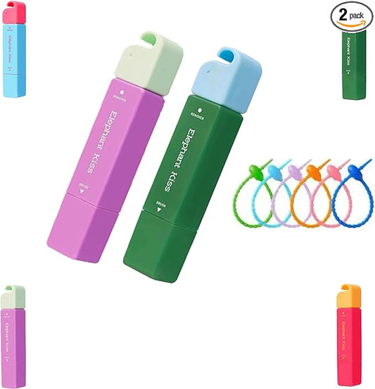 Elephant Kiss Stain Remover, 3-Second Stain Remover Pen for Clothes, 2025 New 12ml Portable Spot Cleaner, ElephantKiss 2-in-1 Active Eraser & Brush With Lanyard Travel & Pocket-Sized (Purple+Green)